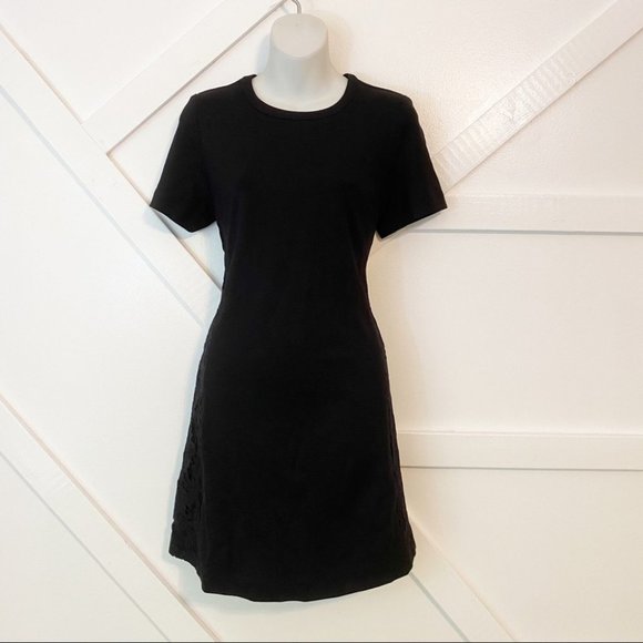 BuyFun Short Sleeve Lace Mini Sheath Dress Black M - Picture 1 of 5